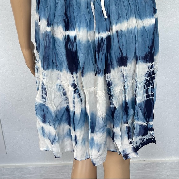 Gorgeous BohoMe blue and white tie dye halter swim cover up dress - Picture 10 of 16